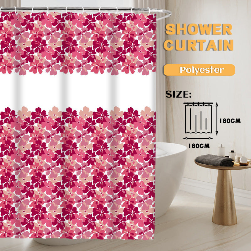 YL-36929 Manufacturers Spot Digital Printed Fabric Shower Curtain Waterproof Thickened Bathroom Partition Curtain with Hook