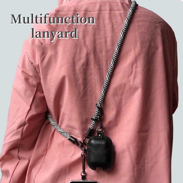 Cell Phone Straps Charms 1pc Adjustable Crossbody Phone lanyard Black and white Universal multi-functional Lanyard With Classic Black Fixing