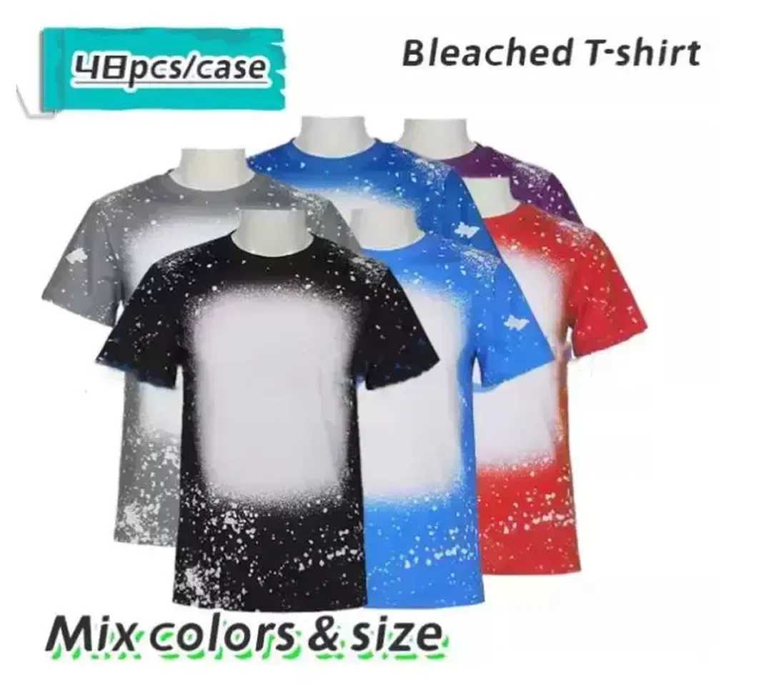 wholesale sublimation bleached shirts heat transfer blank bleach shirt bleached polyester tshirts us men party supplies stock