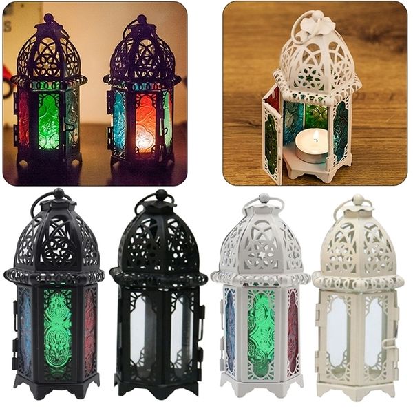 Candle Holders European stick Vintage Hanging Holder Moroccan Glass Lantern Wedding Home Decor 220830