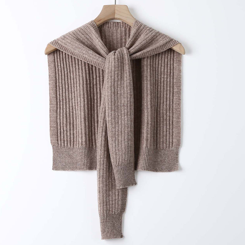 K356 Spring, autumn and winter 100% wool knitted small shawl outerwear waistcoat pit knotted shoulder women&#039;s multifunctional wool scarf