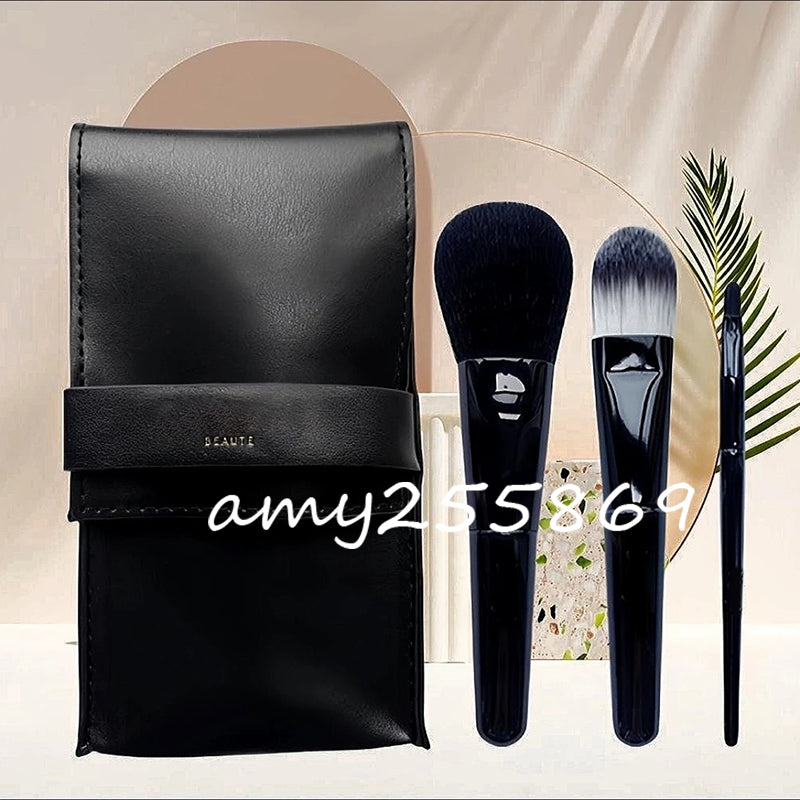 Party gifts 3Pcs makeup brushes one set foundation make-up brush loose powder brush lip brush beaute gifts comes with a black bag and gift box