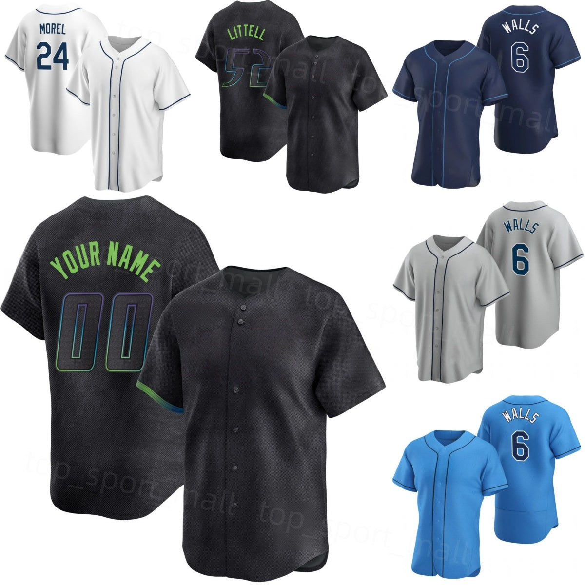 Team Baseball 6 Taylor Walls Jerseys 25 26 City Connect 52 Zack Littell 44 Ryan Pepiot 19 Danny Jansen 24 Christopher Morel 28 Jake Mangum Womans Ch