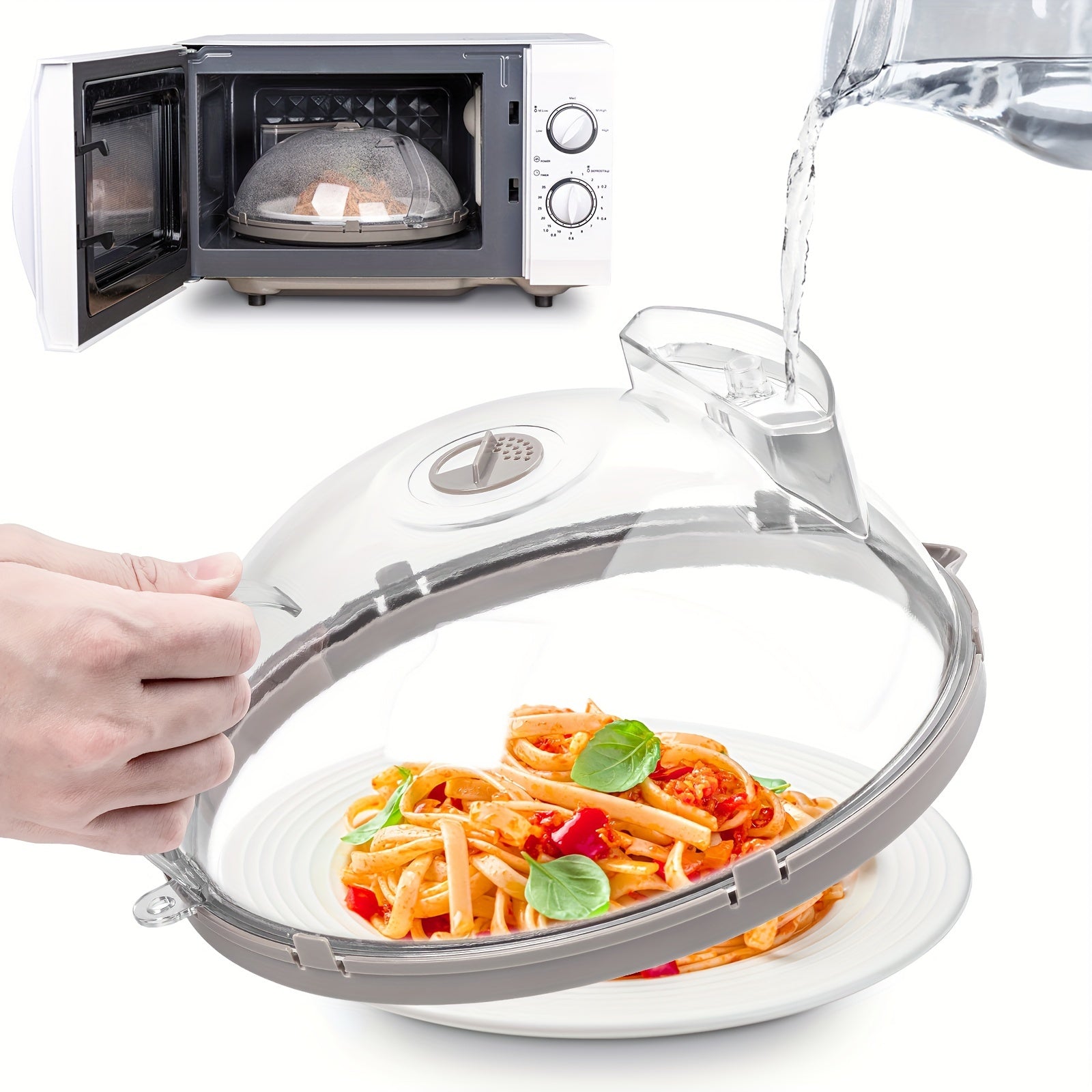 TEMU Versatile Microwave Splatter Guard With Integrated Handle - 10" Food Cover & Steamer, Halloween, Christmas, Thanksgiving - Essential Kitchen