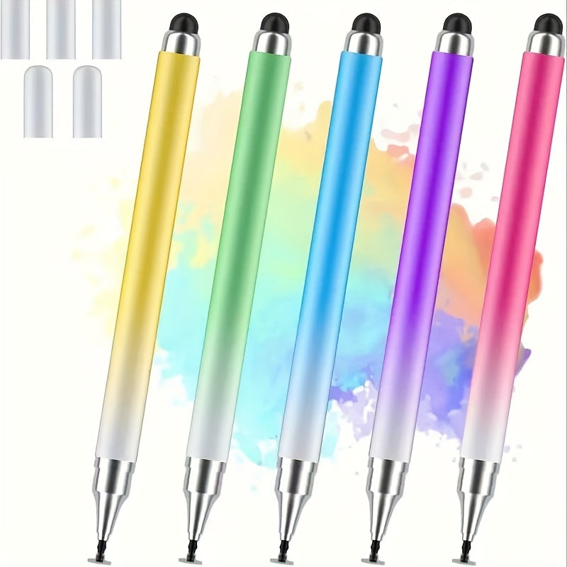 TEMU 8pcs-5pcs-3pcs Dual-head Touch Pen - Vibrant Gradient Colors, Sensitive Capacitive Touch Suitable For Mobile Phones And Tablets, Built-in Stand