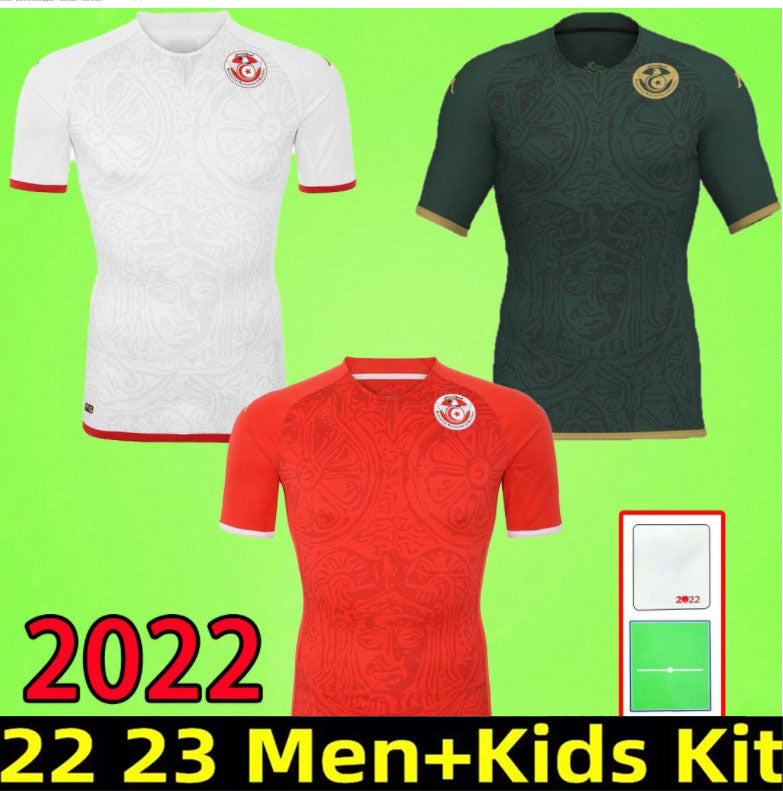 2022 Tunisia Soccer Jerseys National Team Mens MSAKNI HANNIBAL 22 23 MAALOUL SLITI KHENISSI Home Away third Football Shirts Aldult Uniforms 2023 kid