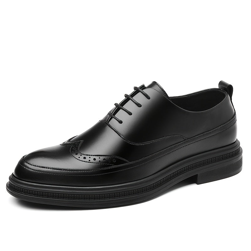 TEMU Men's Height-increasing Brogue Business Dress Shoes, British Style Pointed Toe Invisible Height-increasing Thick Sole Men's Shoes, Fashionable