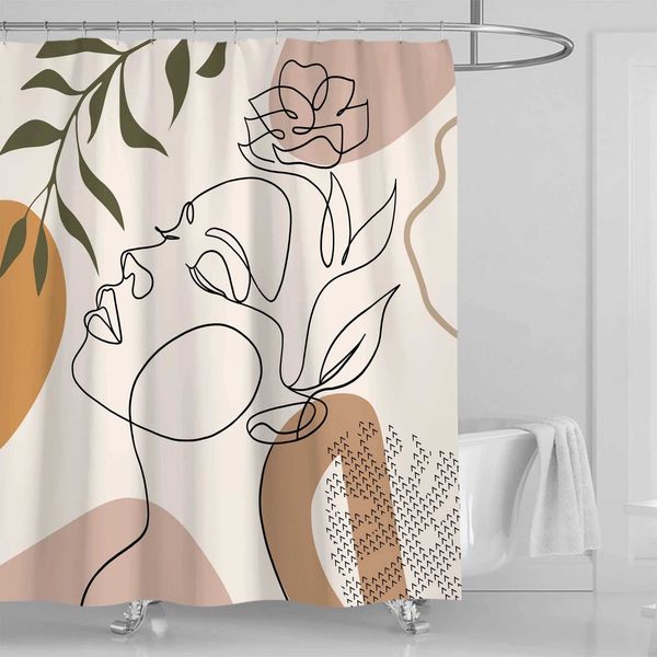 Bathroom Abstract Bohemian Shower Curtain Medieval Minimalist Art Polyester Fabric Shower Curtain 180 * 180CM with 12 Hooks M240824