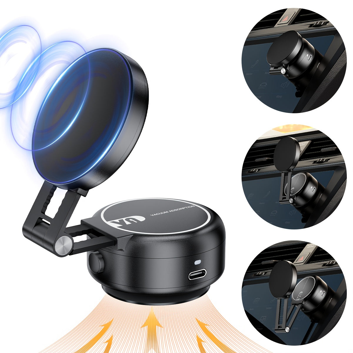 TEMU Electric Vacuum Magnetic Bracket, Phone Mount For Car- Mirror-gym-office, Double Side , Retractable And 360° Rotatable, Holder For Mobile Phones