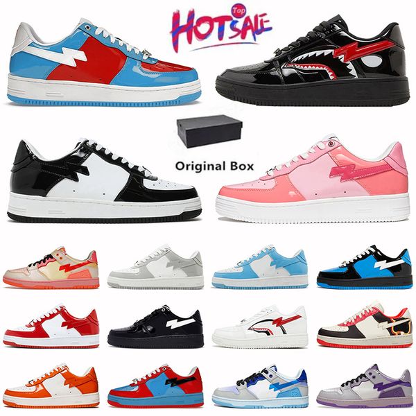 Top Fashion Womens Mens Designer Casual Shoes With Box Camouflage Patent Shark Face SK8 Stas Trainers Luxury Low Skateboarding White Metalli