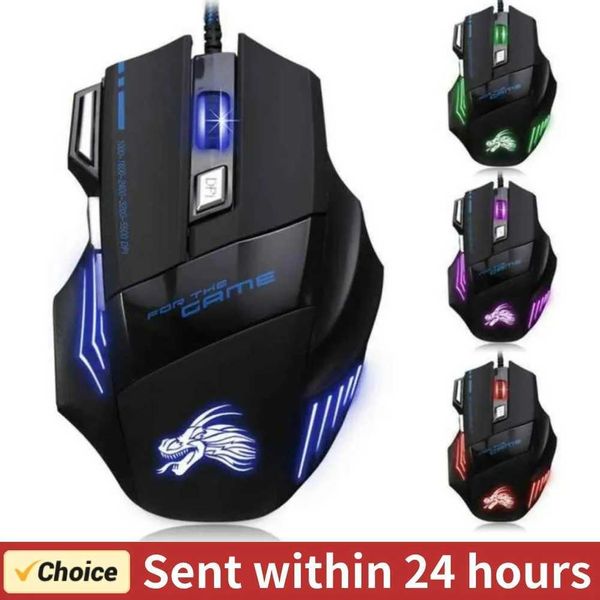 Mice USB Wired Gaming Mouse 7 Button Backlit Ergonomic Mice 5500 DPI Backlight Adjustable Optical Mice for PC Gamer Computer Desktop H241122