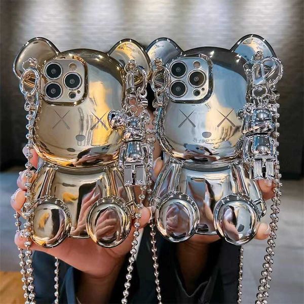 Cell Fashion Trend Cartoon 3D Cute Bear Pendant Phone Cover 11 12 13 Pro Max Shockproof Case for IPhone 14 Cases J230421