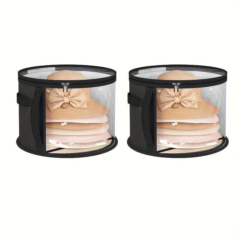 TEMU Transparent Foldable Hat Storage Box With Side Handle - Large Capacity, Lightweight And Portable, Can Store Hats, Toys, Clothes, Scarves, Bags