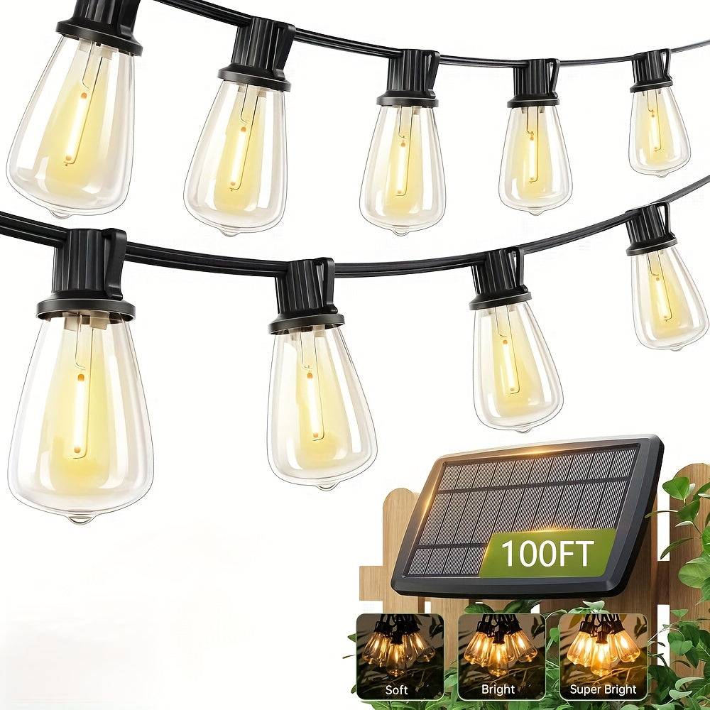 TEMU 100ft-60ft-32ft Led Outdoor String Lights, Patio Lights With 28-16-8 Shatterproof St38 Edison Bulbs, 2700k Dimmable Lights String, Outside