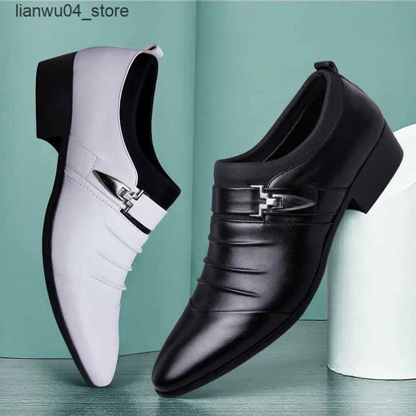Dress Shoes Classic Mens Dress Shoes Slip on PU Leather Shoes for Men Plus Size Point Toe Business Casual Male Formal Shoes for Wedding 2024