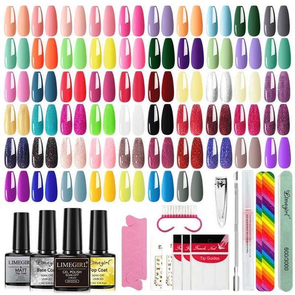 Limegirl 8ml gel nail polish set with primer top coat pink flash semi permanent UV Led gel varnish soap nail polish set W241128