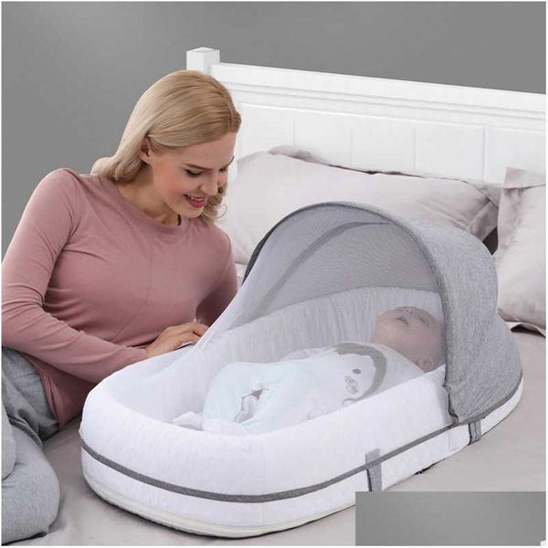 Foldable Baby Crib with Mosquito Net Travel Bag - Soft Breathable Bassinet for Newborns and Infants (0-24 Months)