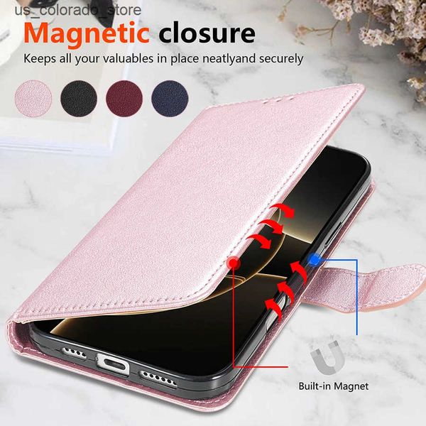 Cell Phone Cases Magnetic flip leather case with card slot photo frame holder suitable for iPhone 16 Pro Max 15 Plus 14 13 12 11 X XR SE 2 8