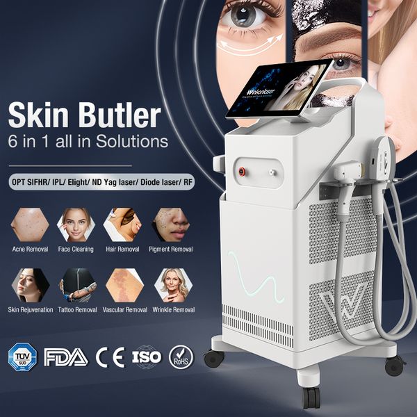 2024 Laser Hair Removal Machine Professional IPL Nd Yag Laser tattoo pigments reduction E-light RF skin rejuvenation