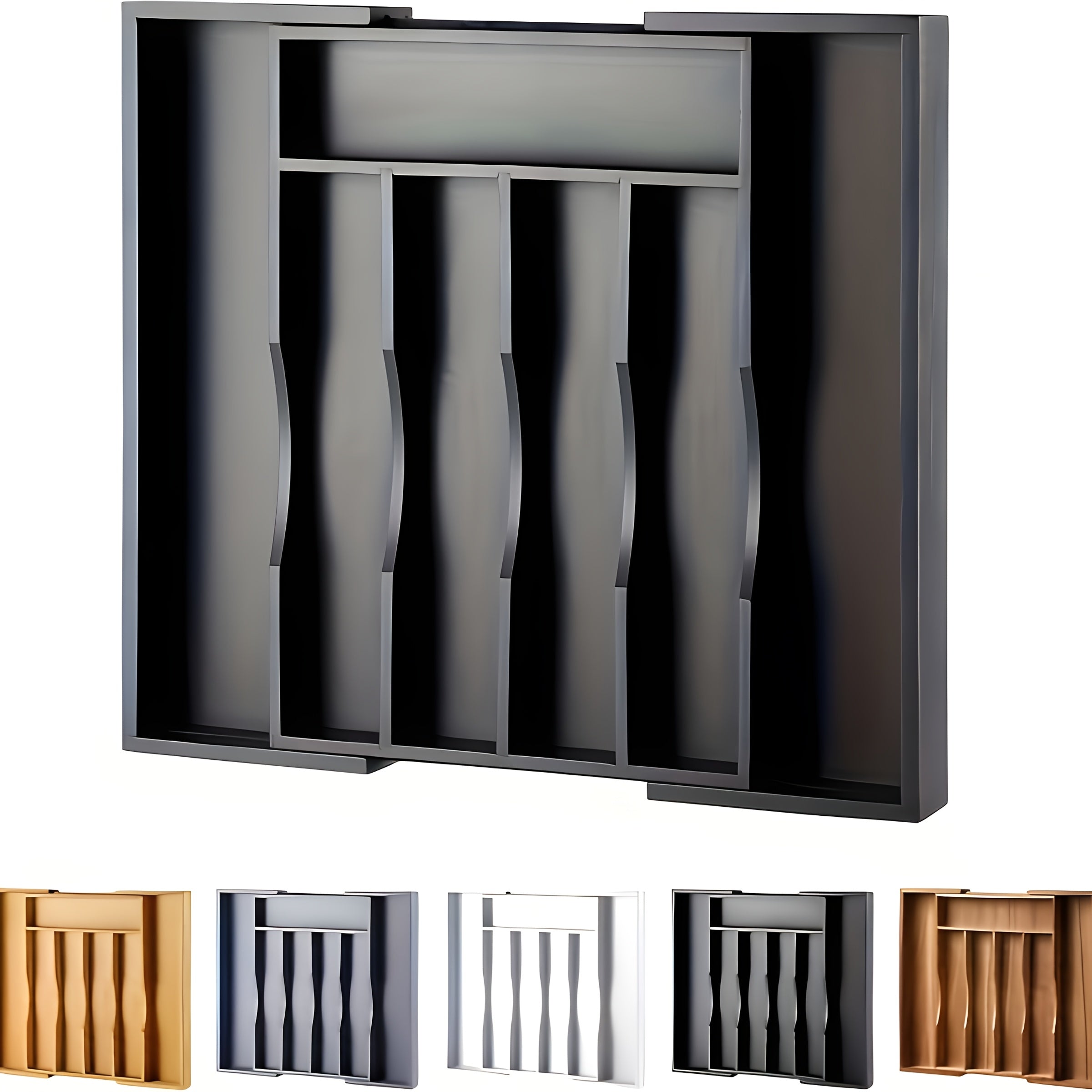 TEMU Adjustable Utensil & Knife Storage Box With 8-compartment Organizer - Large Capacity Kitchen Organizer, Durable Plastic Construction,