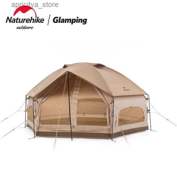 Tents and Shelters Naturehike New MG Hexagonal Tent Outdoor Large Space Camping Waterproof And Wind Resistant Yurt Tent Integrated Tent Pole