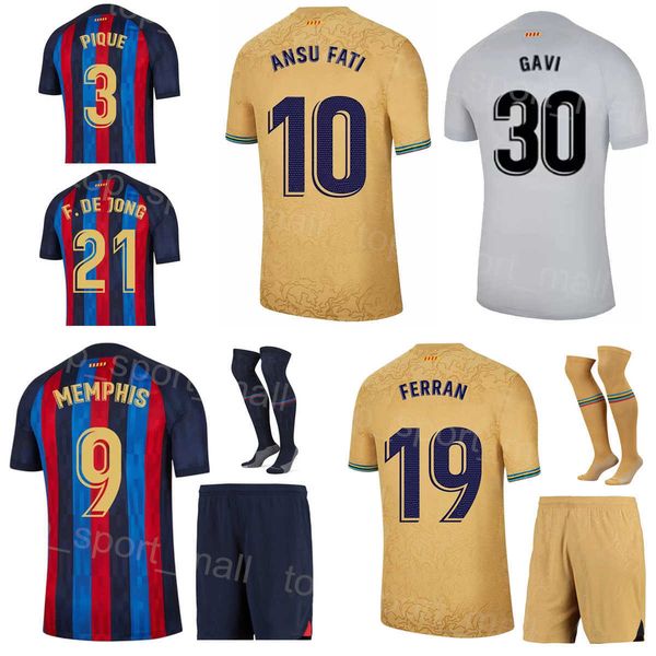Men Youth Club Soccer 9 Memphis Depay Jersey Set 9 Robert Lewandowski 19 Franck Kessie 21 Luuk de Jong 4 Ronald Araujo 5 Sergio Busquets Foo