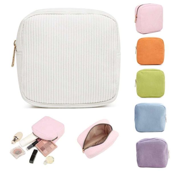 Square Makeup Bag Student Small Earphones Zero Wallet Girl Portable Lipstick Storage Corduroy Bags Korean