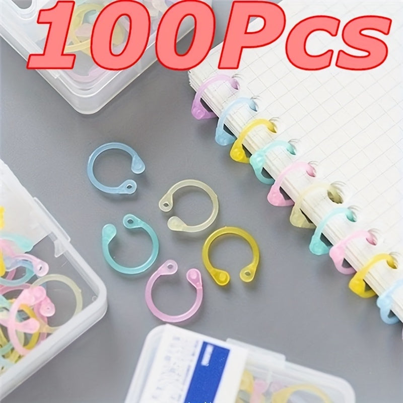 TEMU 100pcs Colored Plastic Binder Combs & For Notebooks, Calendars, Keychains - Creative Loose Rings Stationery Set