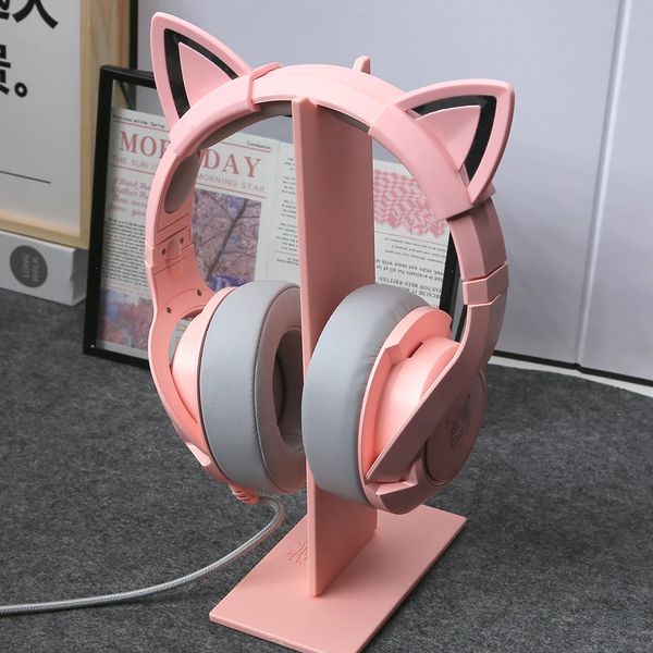 Stereo earphones pink earphones high-quality cat ear wired USB with microphone noise cancellation suitable for PS4-Xbox one cute girl gift 2
