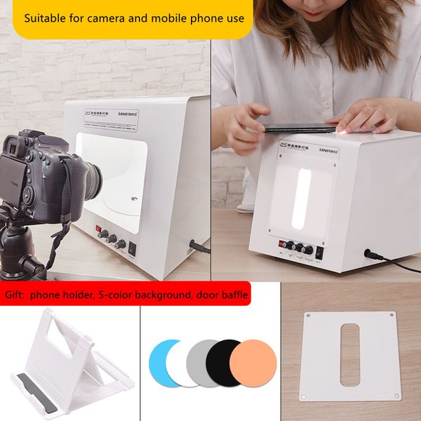 SANOTO Mini Photo Studio Photography Light Box Softbox Dimmable Rotating Turntable For Jewelry Photography Video 3D Scanning