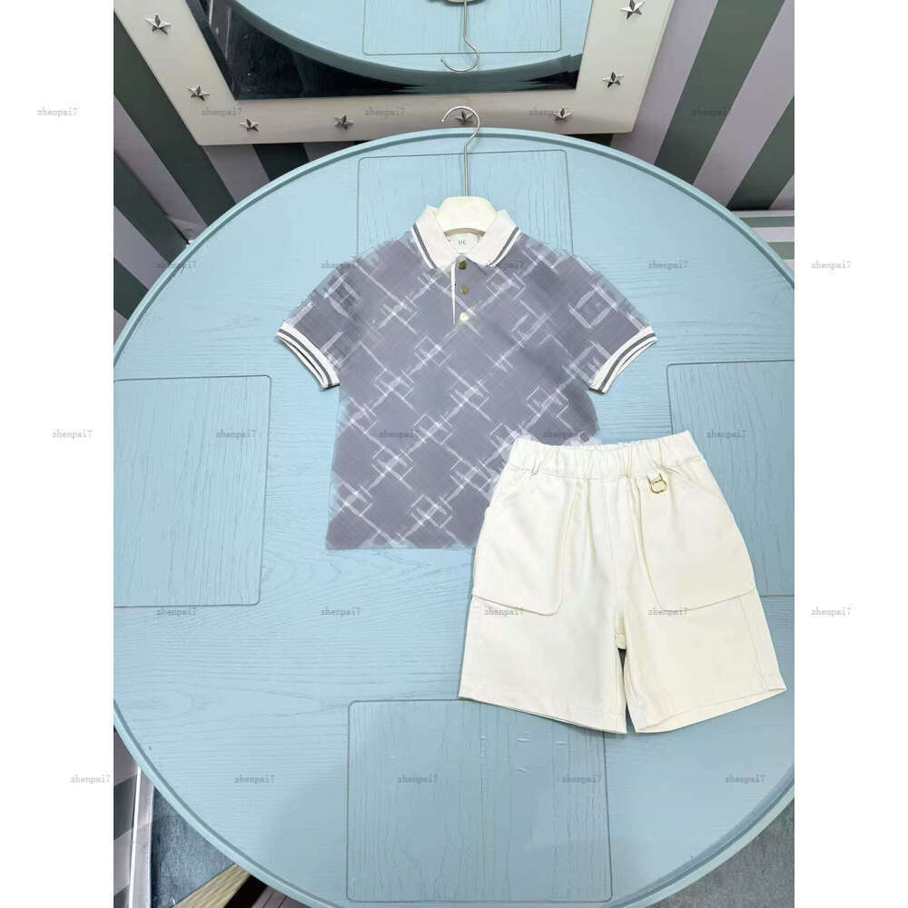 Top baby T-shirt set child tracksuits kids designer clothes Summer POLO shirt and Metal letter decoration shorts A162X05N047