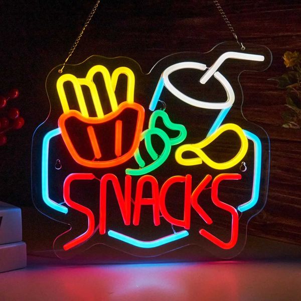 Snacks Neon Sign Dimmable LED Neon Light for Wall Decor Light Up Signs Snack Shop Coffee Bar Candy Shop Art Decor Y240817