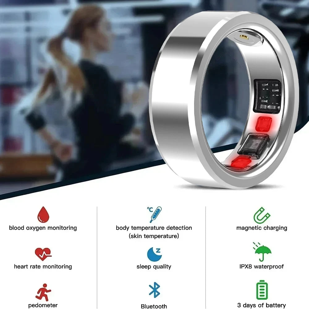 2024 NEW Health Men Women Heart Rate Blood Pressure Finger Sleep Monitor Smart Ring for Android IOS