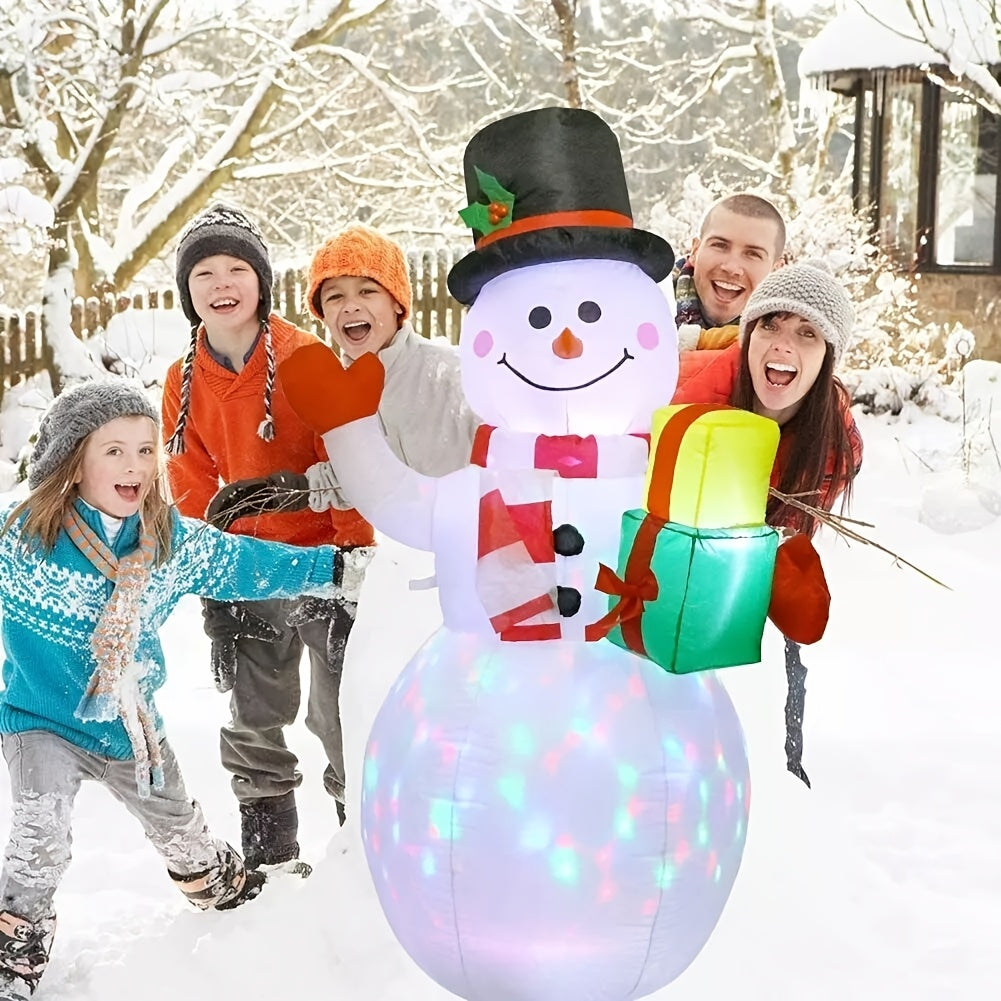 TEMU 5.2ft Inflatable Snowman Christmas Decoration With Built-in Lights, Easy Setup, Foldable Design Suitable For Christmas, Wedding, Bar, Coffee