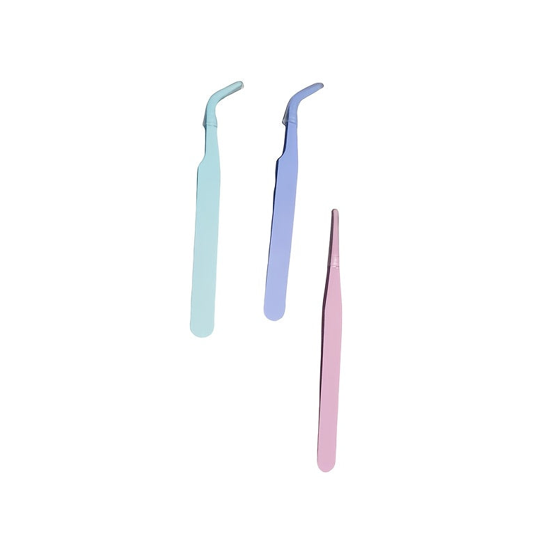 TEMU 3-pack Macaron-colored Craft Tweezers | Stainless Steel Precision Tools For Scrapbooking, Nail Art & Projects | Mixed Colors: Orange, Pink,