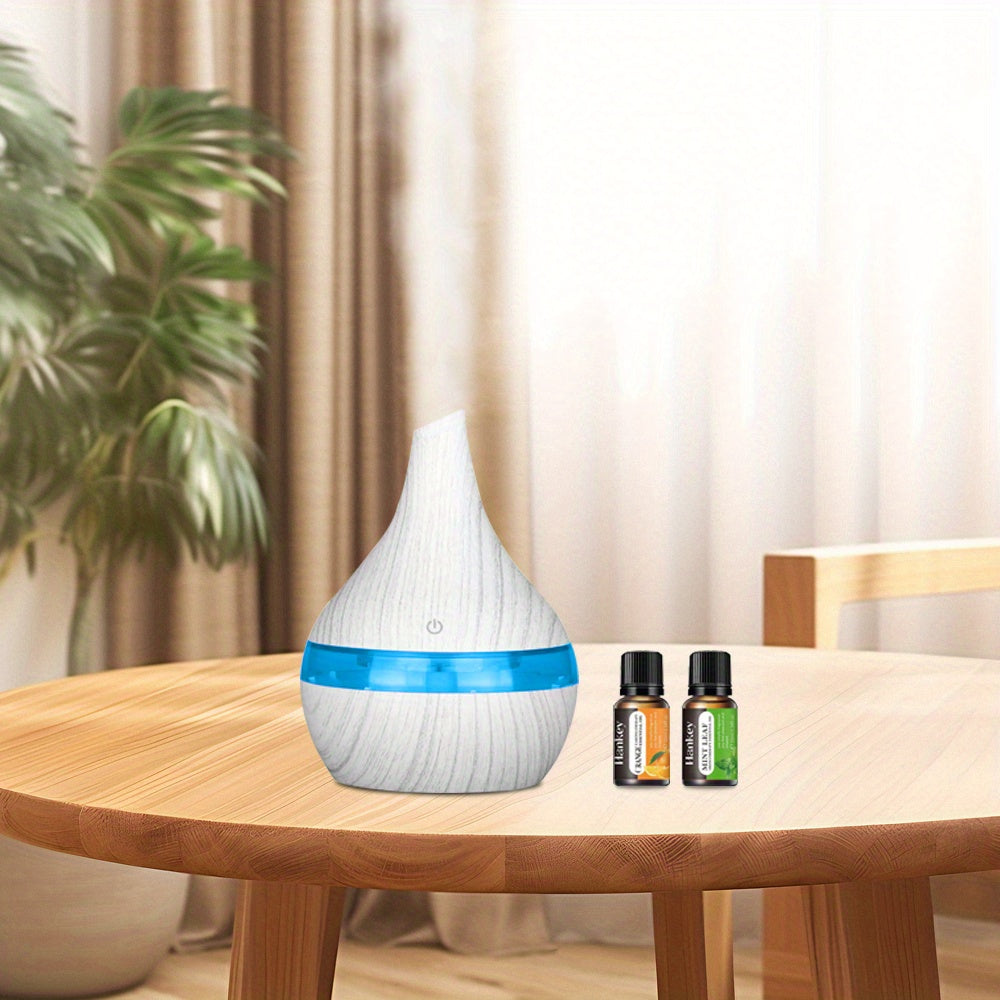 TEMU 300ml Wood Grain Technology Humidifier & Diffuser - Usb-powered Essential Oil Diffuser For Home, Office, Bedroom, Living Room - Compact, Quiet,