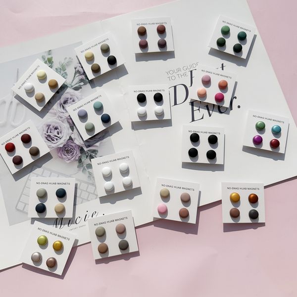 Colorful circular magnetic button scarf collar clip magnetic suction button brooch scarf shawl 1 piece-4 pairs