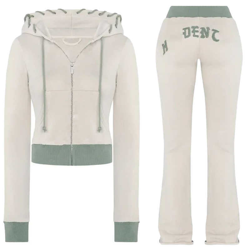 designer hidden cult tracksuit women 2 Piece set Women long sleeve Zip Hoodie Inca Pale Low Rise Pants Trouser Sweatshirts Knit Sets p0915