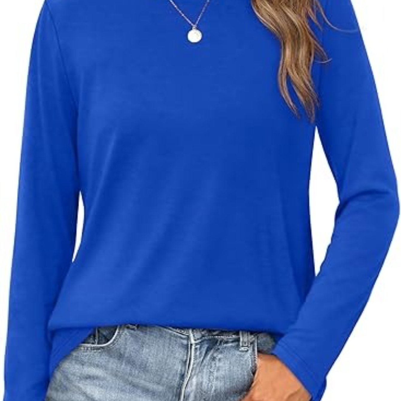 TEMU [versatile T-shirt] Women' Color Long Sleeve T-shirt | Casual Round Neck Regular Fit Spring Summer Essential Versatile Top, Plain T Shirts For