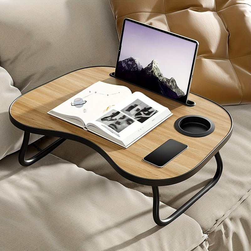 TEMU Laptop Desk, Laptop Bed Frame, Foldable Laptop Desk, Foldable Breakfast And Afternoon Tea Tray With Cup Slot, Mobile Phone Holder, Portable