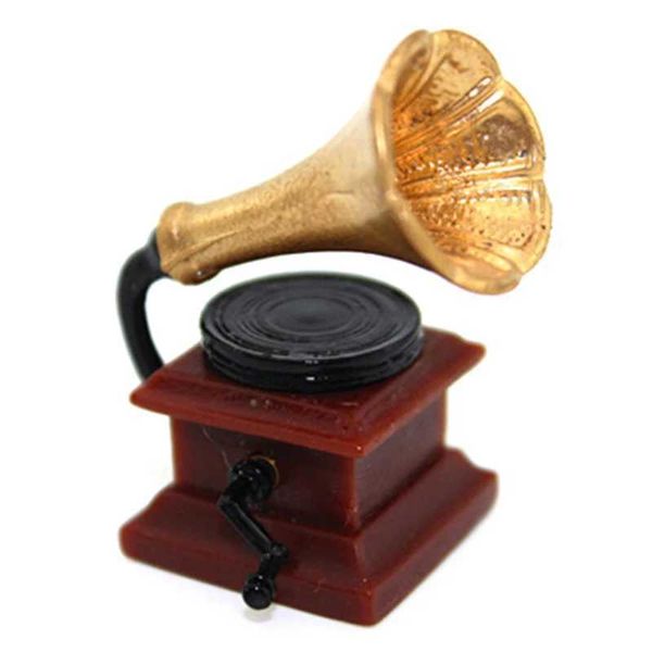 1 12 Dollouse Miniature Retro Fonograph Model Furniture Acessórios para Dold House Decoração DIY Kids Brincho Toys Presente Y240807