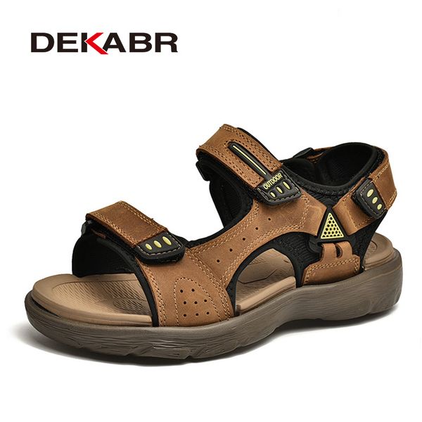 DEKABR Brand Hot Sale Men&#039;s Sandals Genuine Leather Soft Comfortable Casual for Outdoor Breathable Fashion Men Shoes 48ba
