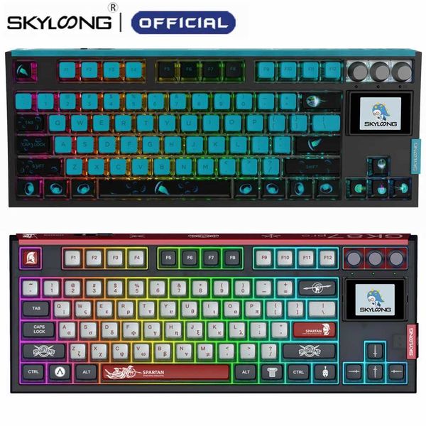 SKYLOONG GK87 PRO Spartan Mechanical Keyboard PBT Hot Swap Knob RGB Backlit Gasket Gamer 2.4G Bluetooth Wireless Gaming KeyboardCL240709
