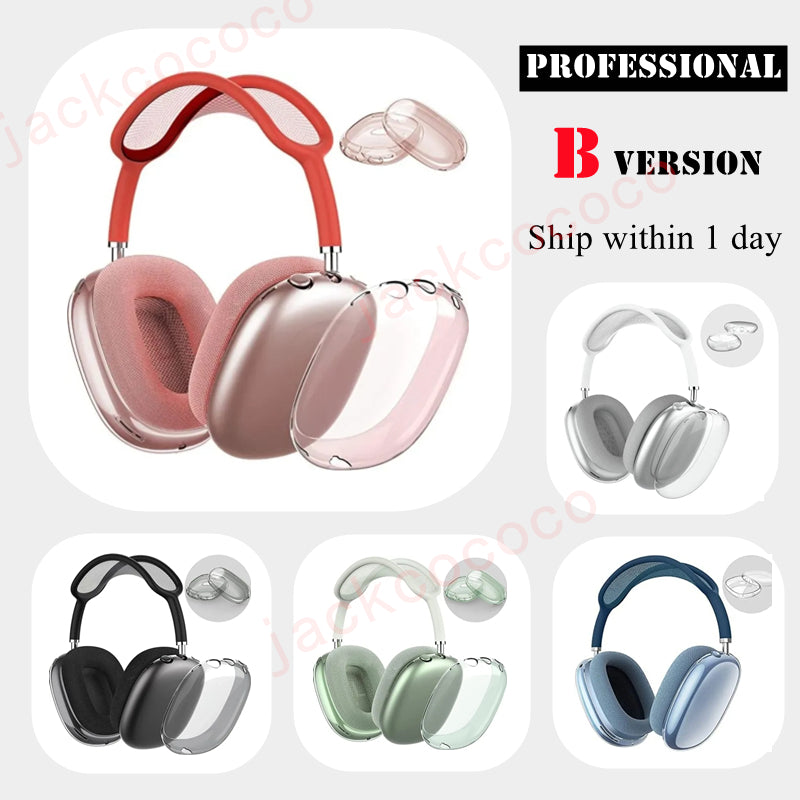 For Airpods Max bluetooth earbuds Headphone Accessories Transparent TPU Solid Silicone Waterproof Protective case AirPod Maxs Headphones Headset cov