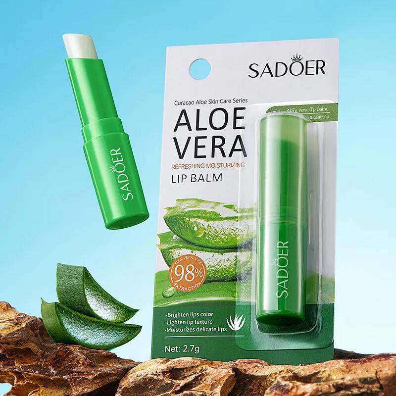 free shipping SADOER Vitamin C Aloe Coconut Lip Balm Moisturizing Anti Cracking Hydrating Repair Nourishing Lipstick Lips Skin Care Products