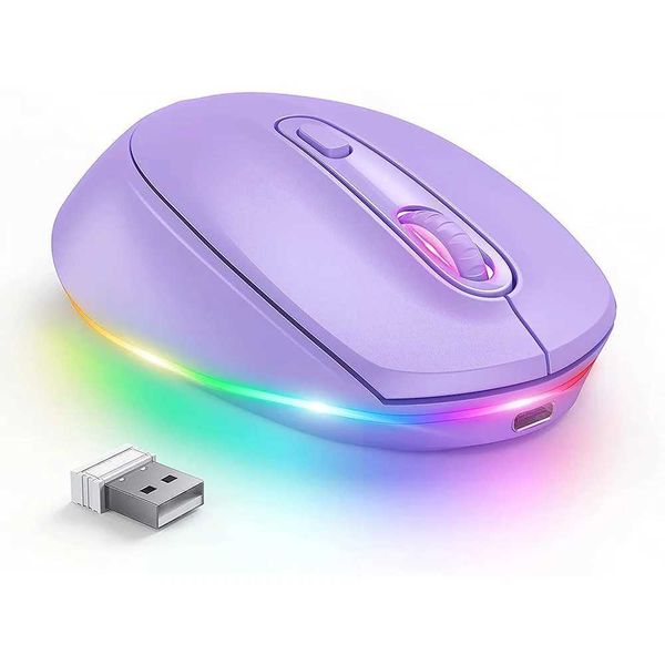 Mice Fenisio MC219 Rainbow Backlight 2.4G Wireless Mouse Quiet Click Color RGB Backlight for Laptop Office and Home Use CL241230
