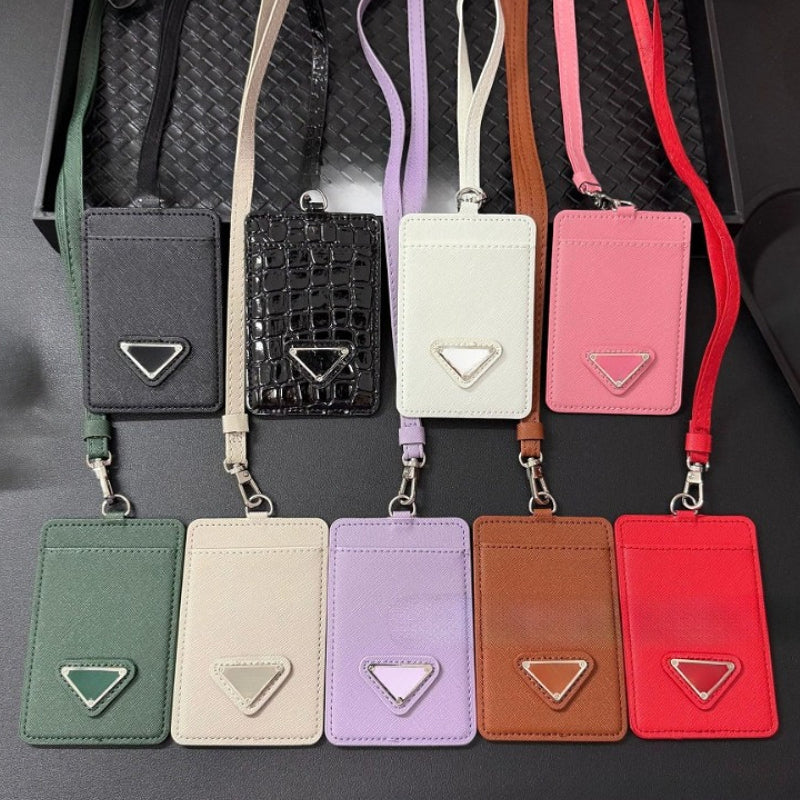 Leather Letter Card Holder Keychain Fashion Card Holder Gift Accessories High Quality Detachable Lanyard Multiple Colors Daily Versatile Work Life