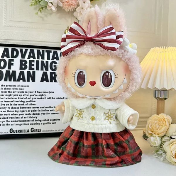 38cm Mini Plush DollS Clothes Outfit Accessories For Labubu Idol for MOKOKO Sweetheart Christmas Snowflake Skirt Clothing Gift 241126