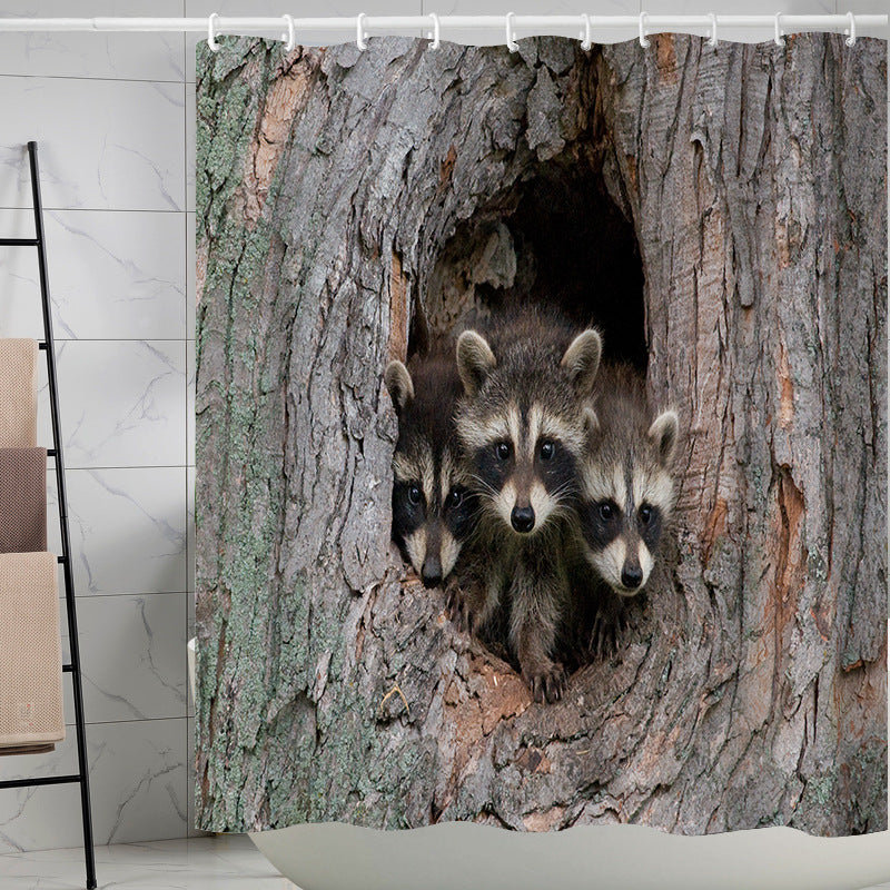 YL-37373 hot selling digital printing shower curtain animal waterproof, mildew-proof and moisture-proof bathroom dry and wet separation isolation cu