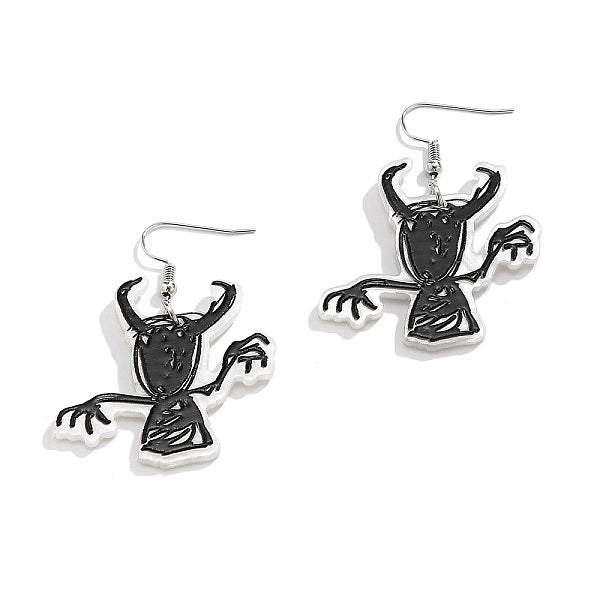 Boucles d'oreilles pendantes en acrylique avec fantôme de dessin animé d'Halloween pour femmes